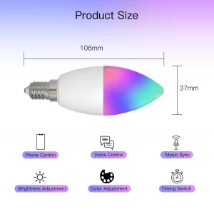The size and features of the WiFi candle bulb