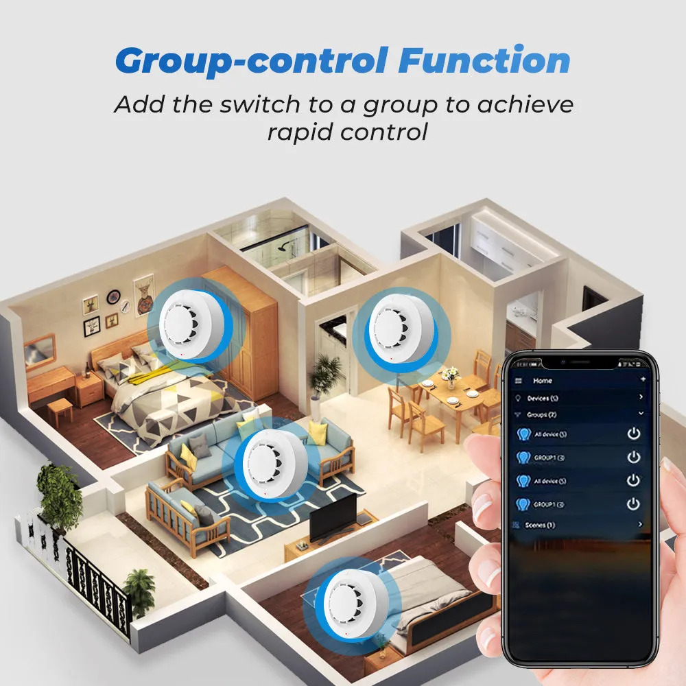 Add the Zigbee smoke detector to a group in the app to achieve rapid remote control
