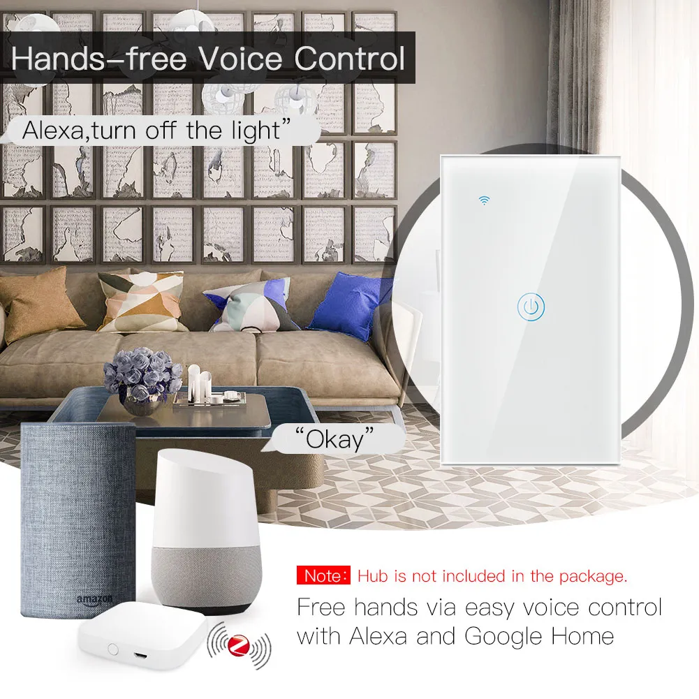 interruptor inteligente zigbee control de voz manos libres