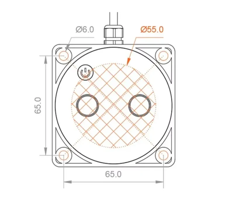 The size of the base of the WiFi water tank level sensor.