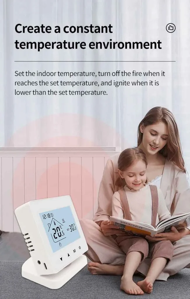 The gas boiler wireless thermostat can set the indoor temperature, turn off the fire when it reaches the set temperature, and ignite when it is lower than the set temperature.